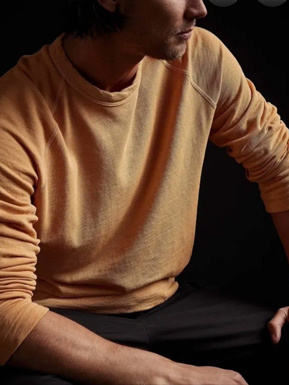 James Perse Vintage French Terry Sweatshirt S Pima Cotton Mustard MXA3278